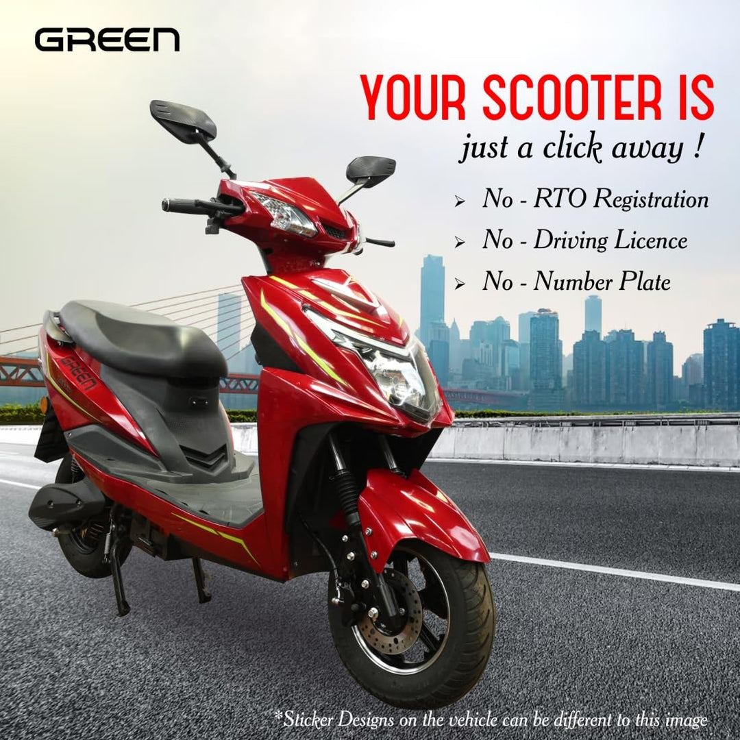 Green Invicta 60kms Range Electric Scooter