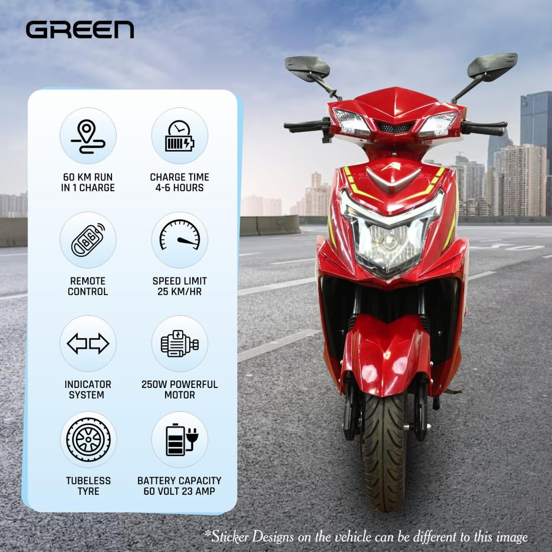 Green Invicta 60kms Range Electric Scooter